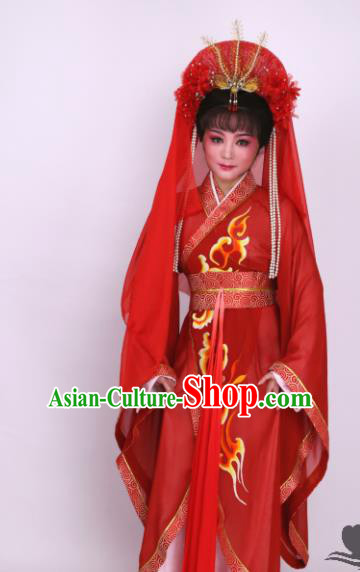 Chinese Traditional Opera Princess Wedding Red Dress Ancient Beijing Opera Diva Embroidered Costume for Women
