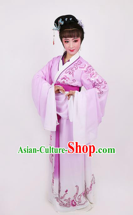 Chinese Traditional Opera Peri Princess Purple Dress Ancient Beijing Opera Diva Embroidered Costume for Women