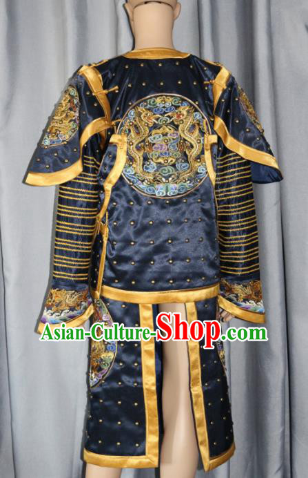 Chinese Traditional Costume Ancient Qing Dynasty Manchu General Helmet and Body Armour for Men