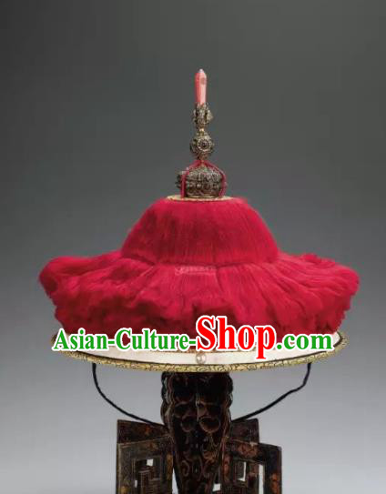 Chinese Ancient Drama Manchu Emperor Hat Traditional Qing Dynasty Minister Headwear for Men