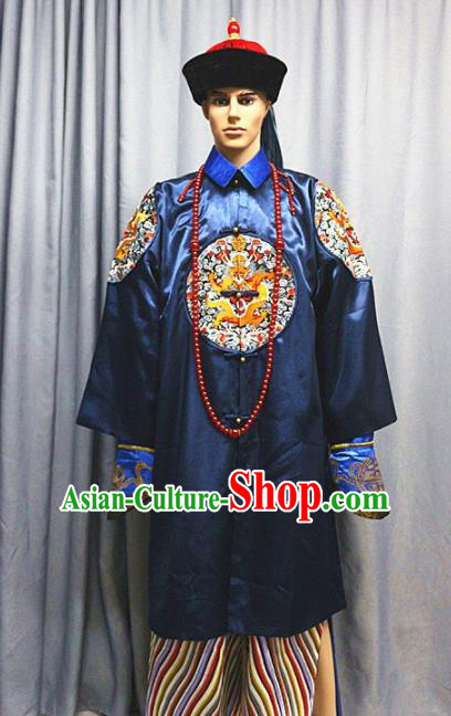 Chinese Traditional Drama Costume Ancient Qing Dynasty Manchu Royal Highness Clothing for Men