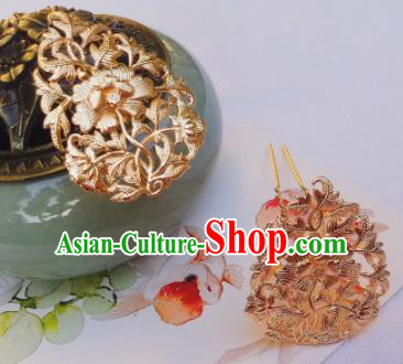 Chinese Ancient Palace Princess Hairpins Golden Hair Clip Traditional Hanfu Hair Accessories for Women