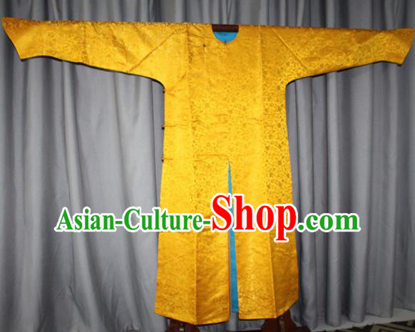 Chinese Traditional Drama Manchu Costume Ancient Qing Dynasty Emperor Golden Imperial Robe for Men