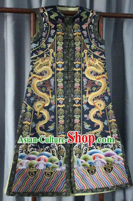 Chinese Traditional Drama Manchu Empress Embroidered Vest Ancient Qing Dynasty Queen Costume for Women