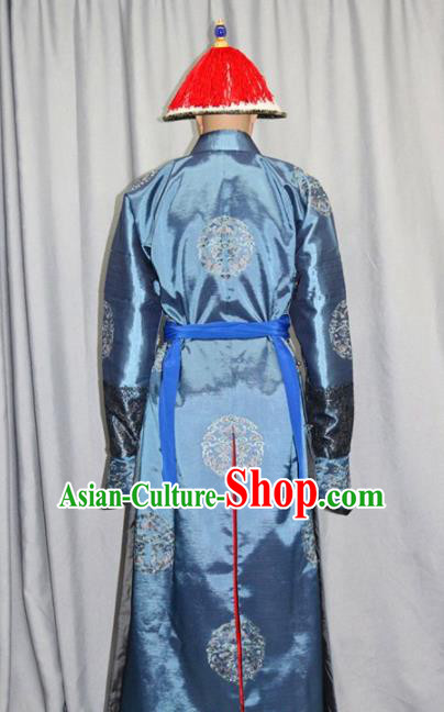 Chinese Traditional Drama Costume Ancient Qing Dynasty Manchu Eunuch Clothing for Men