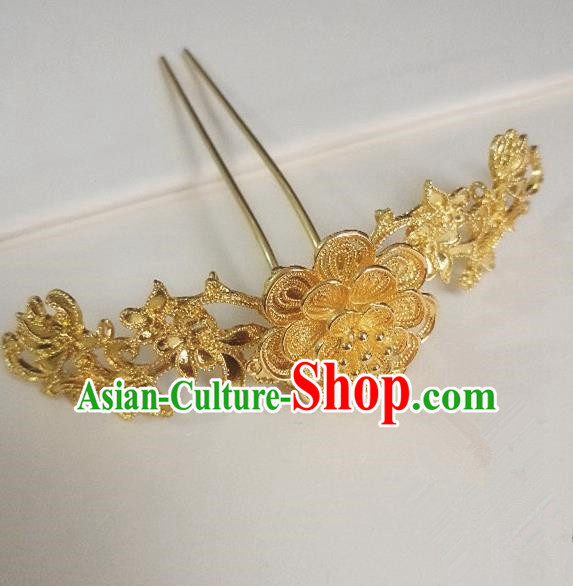 Chinese Ancient Princess Golden Peony Hairpins Traditional Hanfu Palace Hair Accessories for Women
