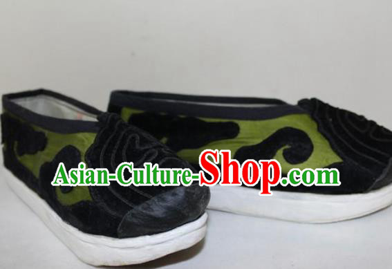 Chinese Ancient Landlord Green Cloth Shoes Traditional Beijing Opera Old Male Shoes for Men