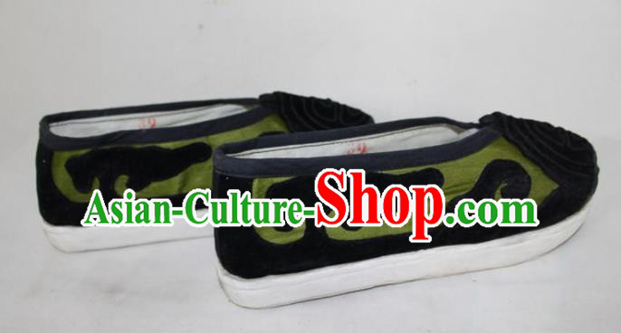 Chinese Ancient Landlord Green Cloth Shoes Traditional Beijing Opera Old Male Shoes for Men