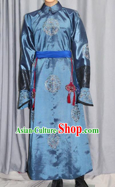 Chinese Traditional Drama Costume Ancient Qing Dynasty Manchu Eunuch Clothing for Men