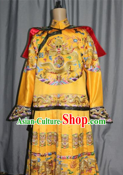 Chinese Traditional Drama Costume Ancient Qing Dynasty Emperor Embroidered Dragon Robe for Men