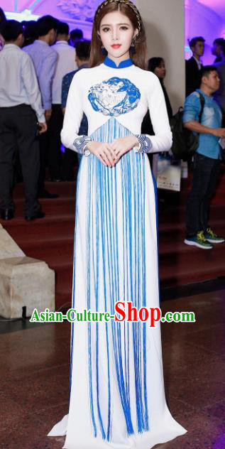 Asian Vietnam Traditional Court Dress Vietnamese National Classical Ao Dai Cheongsam for Women