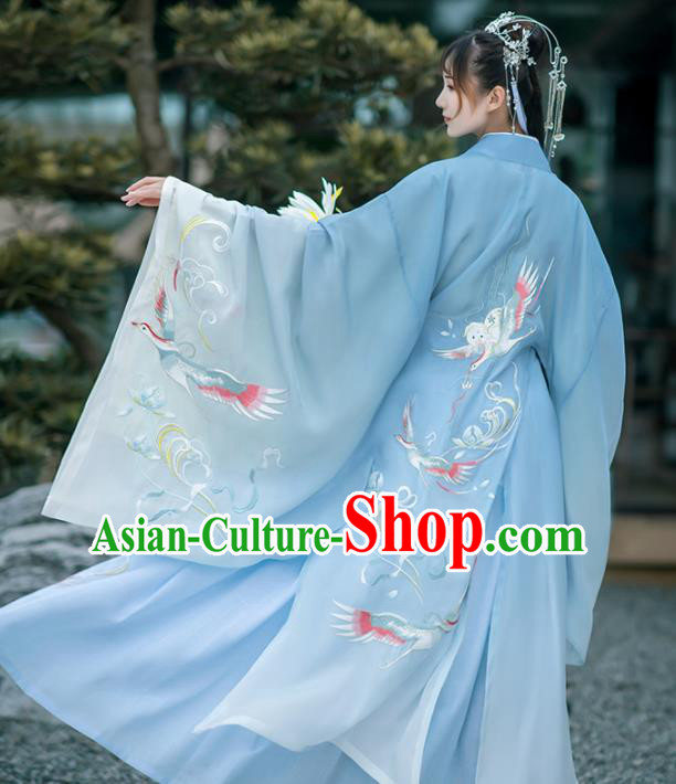 Chinese Traditional Court Princess Hanfu Dress Ancient Jin Dynasty Embroidered Historical Costume for Women