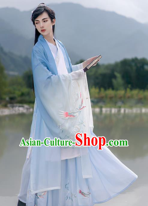 Chinese Traditional Court Princess Hanfu Dress Ancient Jin Dynasty Embroidered Historical Costume for Women