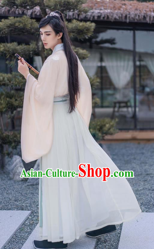 Chinese Traditional Nobility Childe Hanfu Clothing Ancient Jin Dynasty Scholar Embroidered Historical Costume for Men
