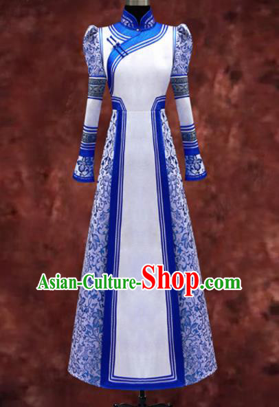 Traditional Chinese Mongol Ethnic National Dress Mongolian Minority Folk Dance Costume for Women