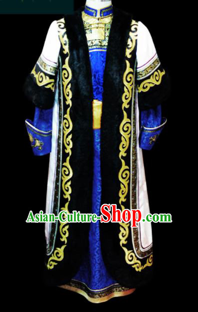 Chinese Traditional Mongol Ethnic Wedding Robe Mongolian Minority National Folk Dance Costume for Men