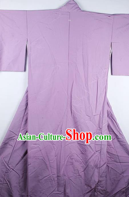 Japanese Traditional Purple Furisode Kimono Asian Japan National Yukata Dress Costume for Women