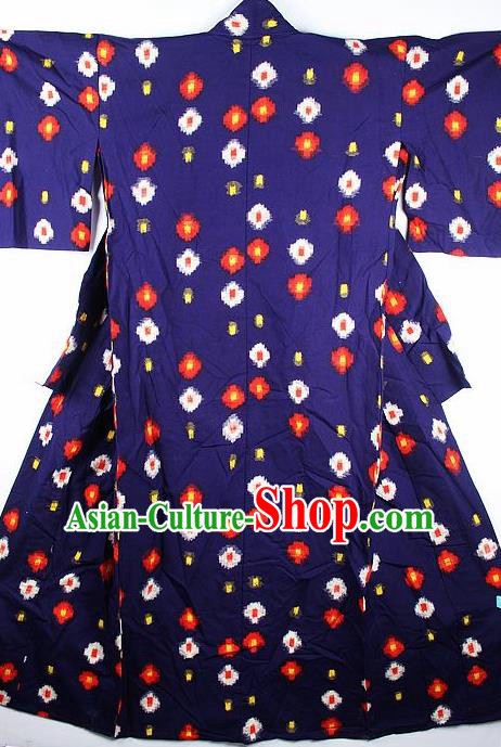 Japanese Traditional Printing Purple Furisode Kimono Asian Japan National Yukata Dress Costume for Women