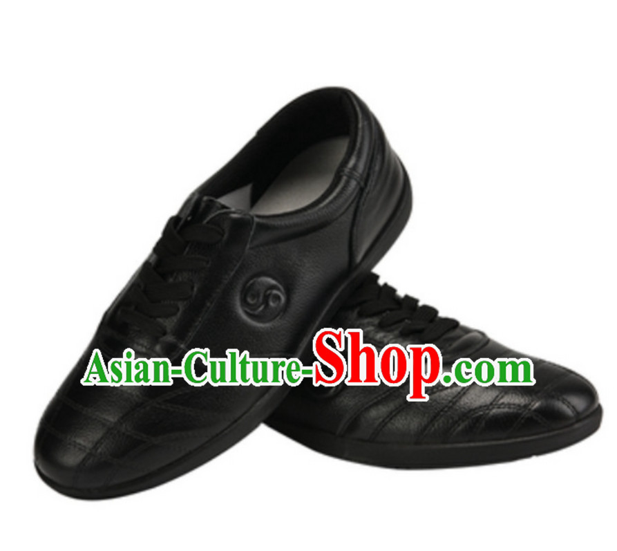 Traditional Black Leather Tai Chi Shoes