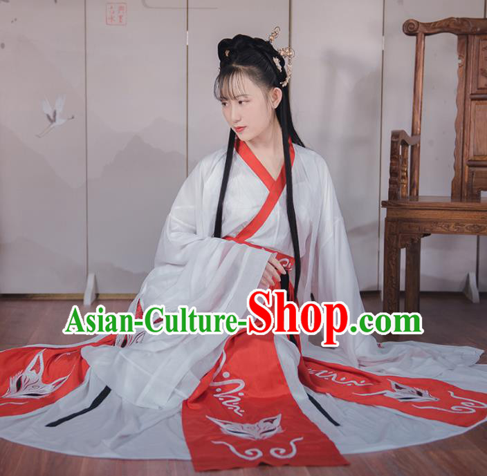 Asian Chinese Han Dynasty Court Lady Replica Costume Traditional Ancient Palace Princess Dance Hanfu Dress for Women