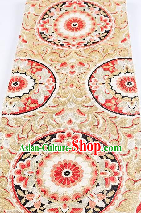 Japanese Traditional Kimono Classical Daisy Pattern Brocade Belt Asian Japan National Yukata Waistband for Women