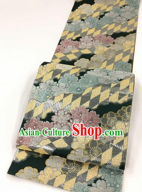 Japanese Kimono Classical Sakura Pattern Brocade Belt Asian Japan Traditional National Yukata Waistband for Women