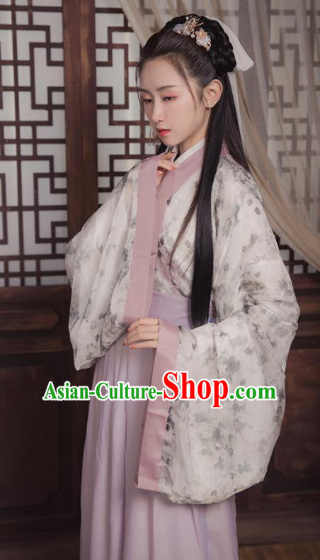 Ancient Chinese Jin Dynasty Princess Replica Costume Traditional Court Lady Printing Hanfu Dress for Women