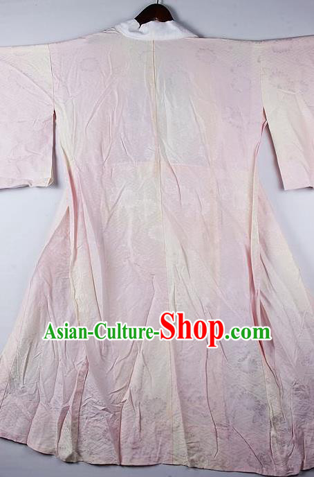 Japanese Traditional Ceremony Costume Printing Daisy Pink Furisode Kimono Asian Japan National Yukata Dress for Women