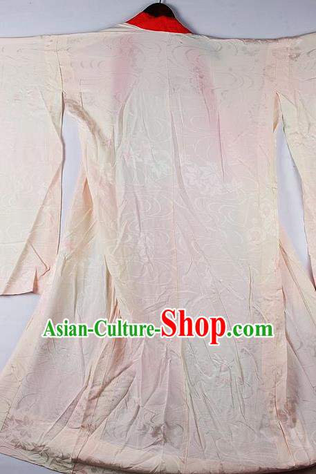 Japanese Traditional Ceremony Costume Light Pink Furisode Kimono Asian Japan National Yukata Dress for Women