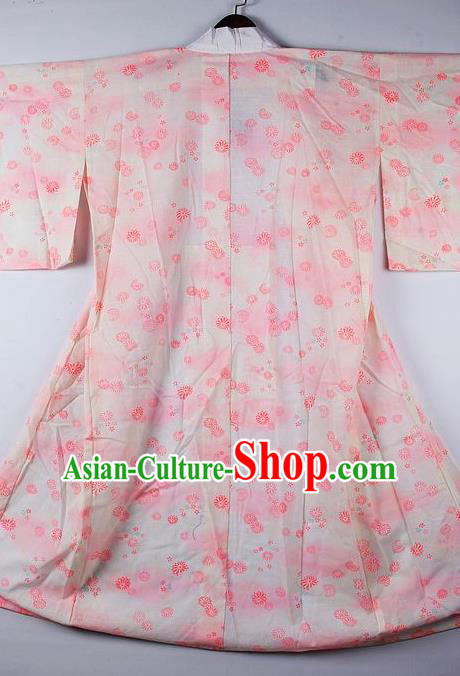 Japanese Traditional Ceremony Costume Printing Pink Sakura Furisode Kimono Asian Japan National Yukata Dress for Women