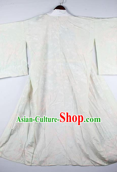 Japanese Traditional Ceremony Costume Printing White Furisode Kimono Asian Japan National Yukata Dress for Women