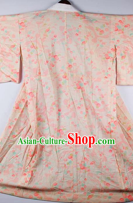 Japanese Traditional Ceremony Costume Printing Peach Blossom Furisode Kimono Asian Japan National Yukata Dress for Women