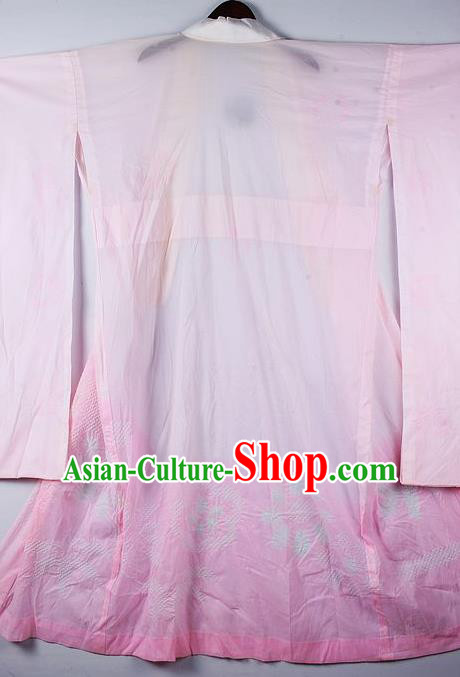 Japanese Traditional Ceremony Costume Light Pink Furisode Kimono Asian Japan National Yukata Dress for Women