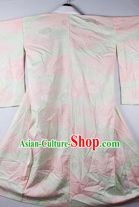 Japanese Traditional Ceremony Costume Printing Chrysanthemum Furisode Kimono Asian Japan National Yukata Dress for Women