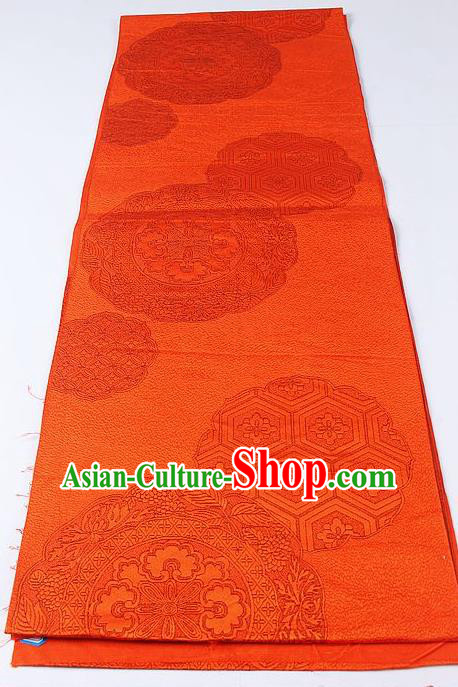 Japanese National Kimono Classical Lucky Pattern Design Orange Brocade Belt Asian Japan Traditional Yukata Waistband for Women