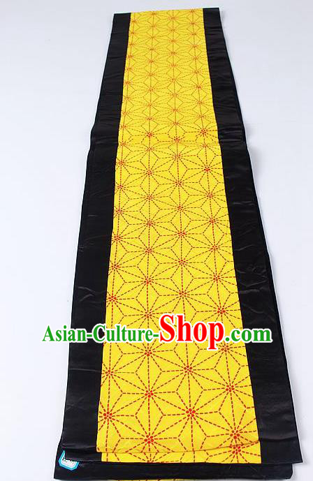 Japanese National Kimono Classical Pattern Design Yellow Brocade Belt Asian Japan Traditional Yukata Waistband for Women