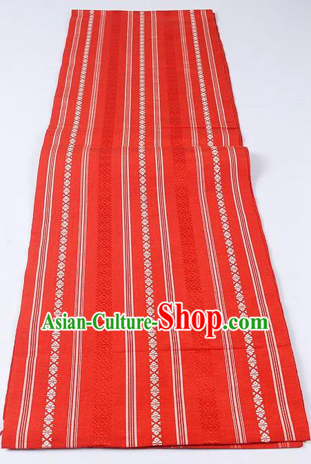Japanese National Kimono Classical Cherry Blossom Pattern Design Red Brocade Belt Asian Japan Traditional Yukata Waistband for Women