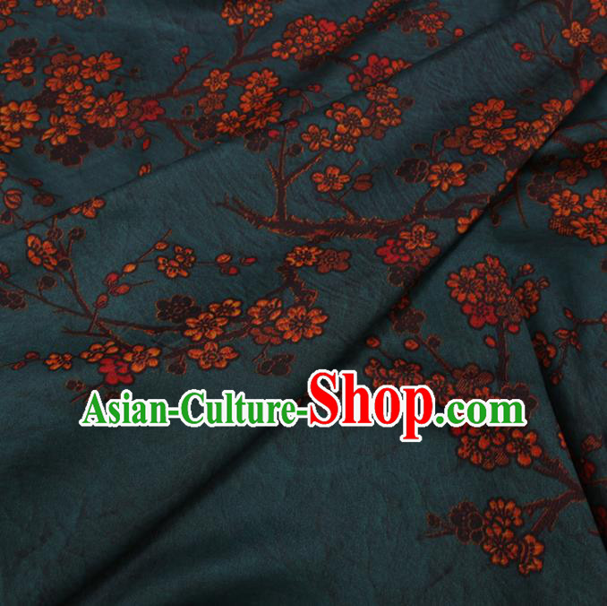 Traditional Chinese Classical Plum Blossom Pattern Design Atrovirens Gambiered Guangdong Gauze Asian Brocade Silk Fabric