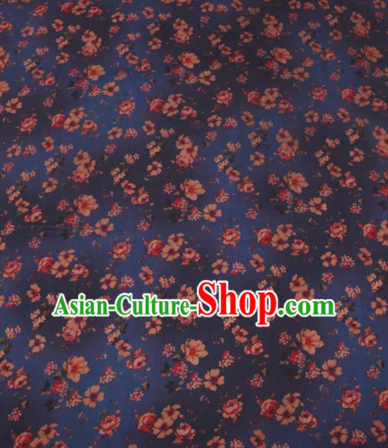 Traditional Chinese Classical Plum Blossom Pattern Design Navy Gambiered Guangdong Gauze Asian Brocade Silk Fabric
