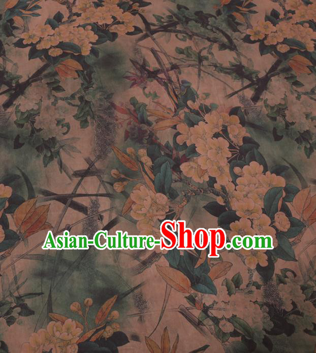 Traditional Chinese Classical Pear Flowers Pattern Design Gambiered Guangdong Gauze Asian Brocade Silk Fabric