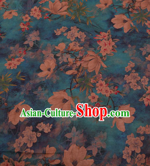 Traditional Chinese Classical Pear Flowers Pattern Design Green Gambiered Guangdong Gauze Asian Brocade Silk Fabric