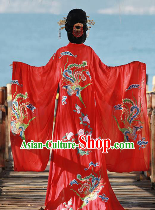 Ancient Chinese Imperial Consort Wedding Red Hanfu Dress Traditional Tang Dynasty Court Embroidered Replica Costume for Women