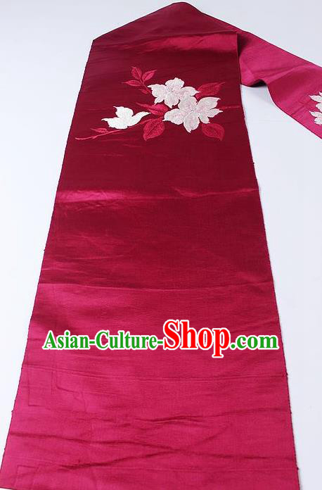 Japanese Ceremony Classical Flowers Pattern Rosy Kimono Belt Asian Japan Traditional Yukata Waistband for Women