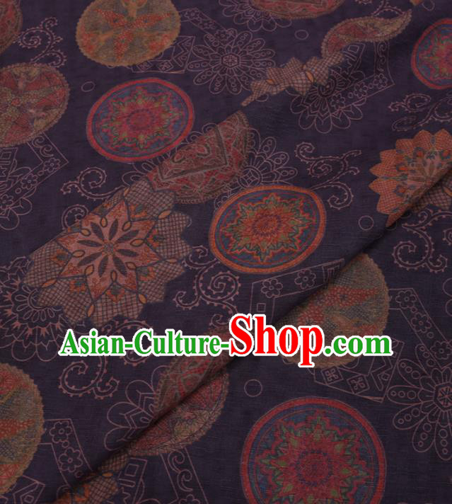 Traditional Chinese Classical Pattern Design Purple Gambiered Guangdong Gauze Asian Brocade Silk Fabric