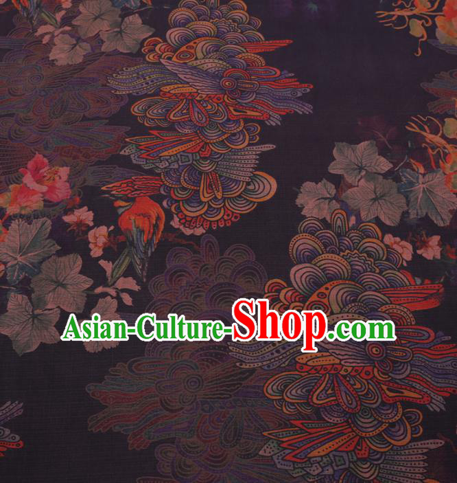 Traditional Chinese Classical Pattern Design Purple Gambiered Guangdong Gauze Asian Brocade Silk Fabric