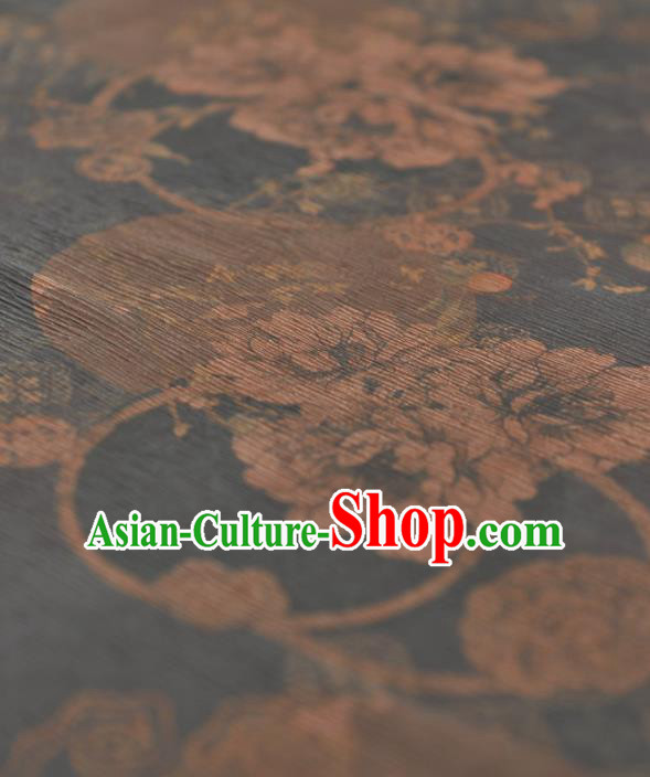 Chinese Traditional Classical Pattern Design Blue Gambiered Guangdong Gauze Asian Brocade Silk Fabric