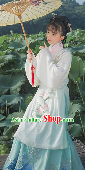 Chinese Ancient Ming Dynasty Nobility Lady Hanfu Dress Traditional Embroidered Replica Costume for Women