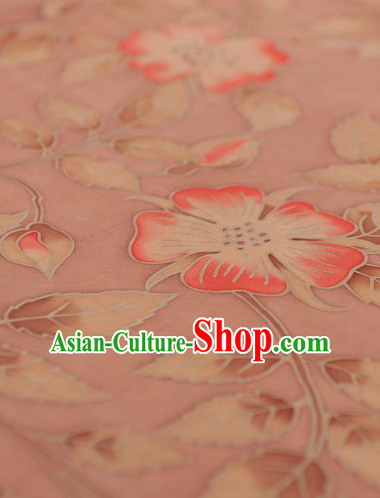 Chinese Traditional Classical Pattern Design Pink Gambiered Guangdong Gauze Asian Brocade Silk Fabric