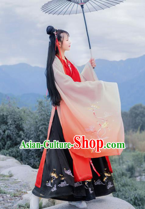 Chinese Traditional Han Dynasty Imperial Consort Hanfu Dress Ancient Court Princess Embroidered Historical Costume for Women