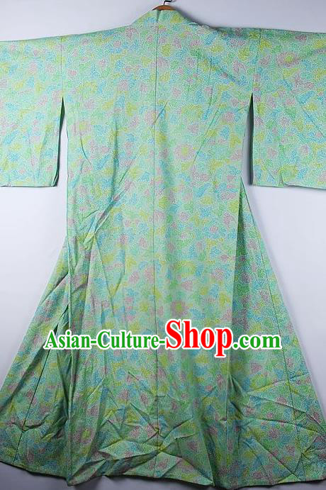 Asian Japanese Ceremony Classical Pattern Green Kimono Traditional Japan National Yukata Costume for Men